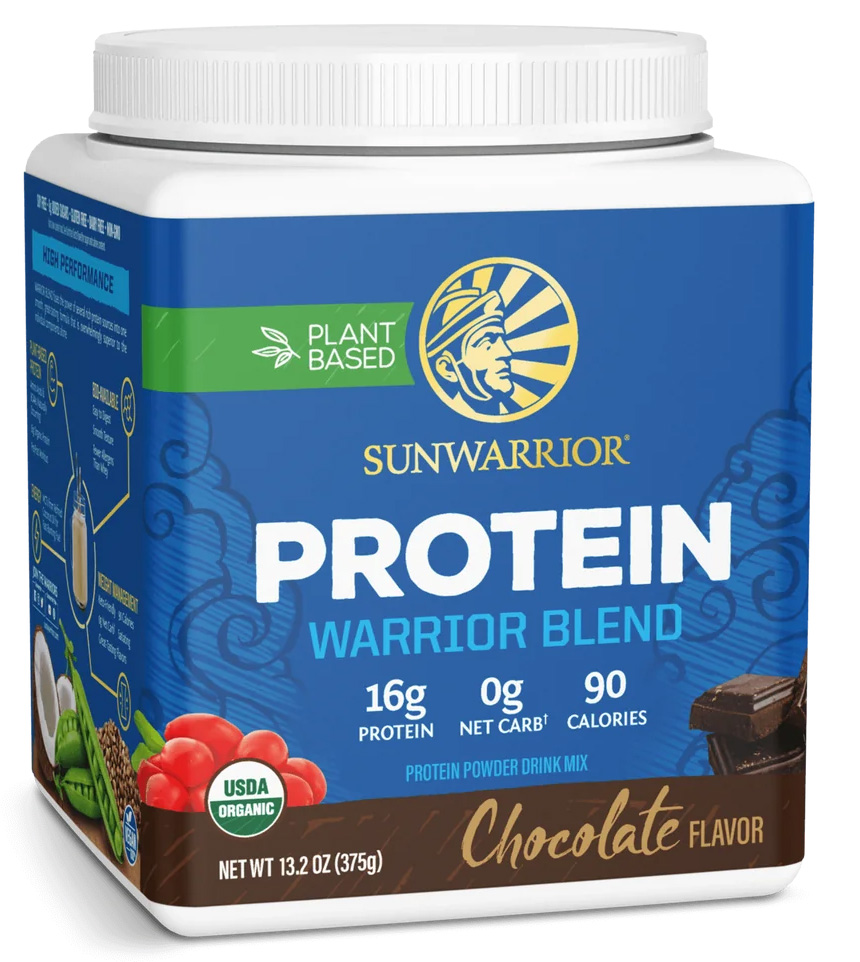 Sunwarrior Protein Warrior Blend, BIO Čokoládový, 375 g