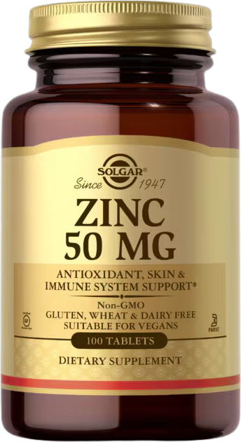 Solgar Zinc Gluconate, Zinek, 50 mg, 100 tablet