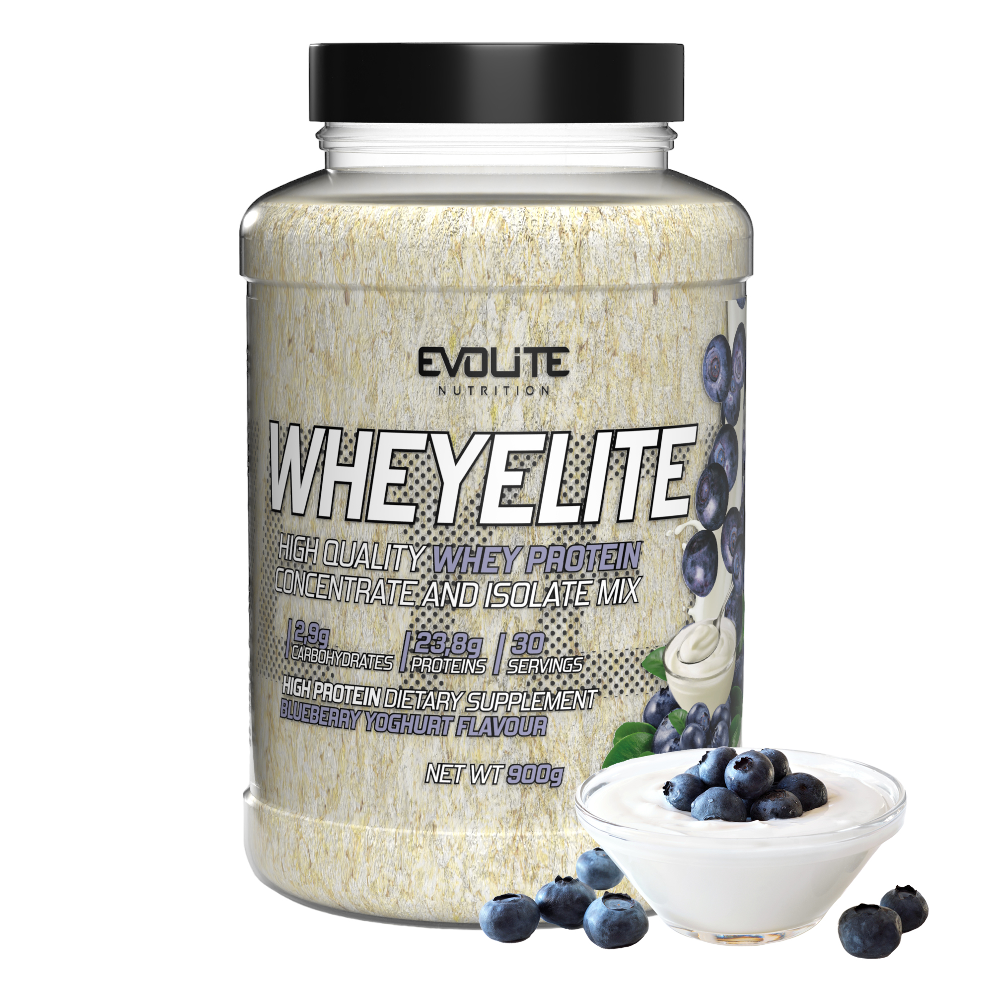 Evolite WheyElite Protein, Jogurt borůvka, 900 g
