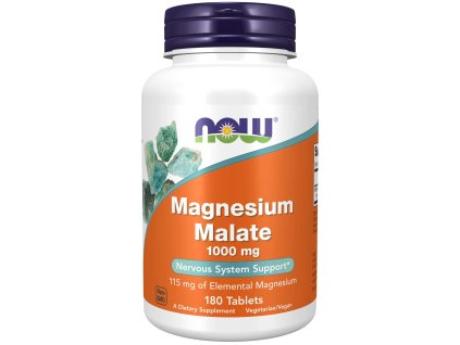 NOW FOODS Magnesium Malate, 1000 mg, magnez elem. 115 mg, 180 tabletek