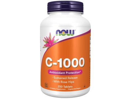 NOW FOODS Witamina C-1000 o stopniowym uwalnianiu z dziką różą, 250 tabletek
