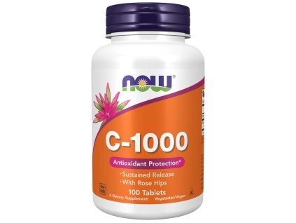 NOW FOODS Witamina C-1000 o stopniowym uwalnianiu z dziką różą, 100 tabletek