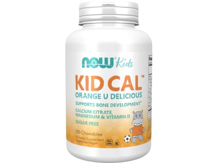NOW FOODS Kid Cal, Wapń, Magnez i witamina D dla dzieci, 100 pomarańczowych tabletek do żucia