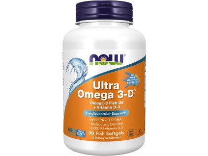 NOW FOODS Ultra Omega 3-D, Olej rybi i Witamina D3, 90 rybich kapsułek softgel