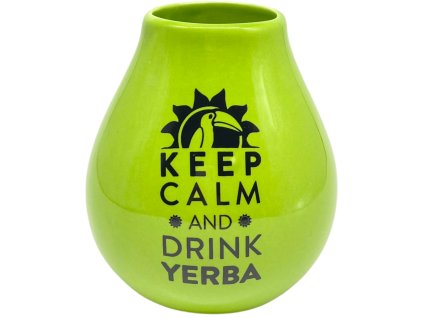 Ceramiczna kalabasa, Zielona Keep Calm, 350 ml