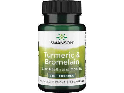 Swanson Turmeric & Bromelain, Kurkuma i Bromelaina, 60 kapsułek
