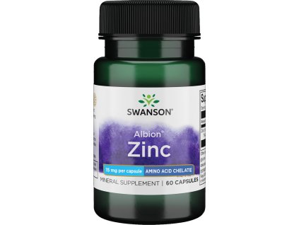 Swanson Zinc Chelated, cynk bisglicynian, 15 mg, 60 kapsułek