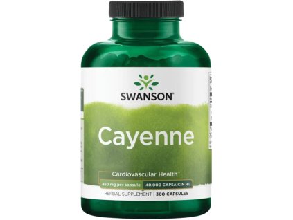 Swanson Cayenne, Pieprz cayenne, 450 mg, 40 000 HU, 300 kapsułek