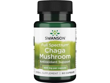 Swanson Chaga Mushroom, Błyskoporek podkorowy, 400 mg, 60 kapsułek