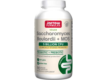Jarrow Saccharomyces Boulardii + MOS, Probiotyki, 5 miliard CFU, 90 kapsułek roślinnych