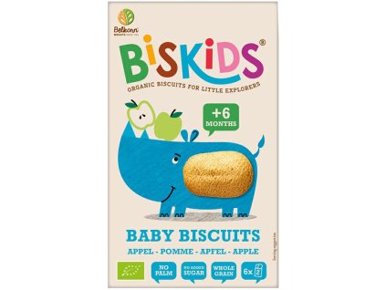 Biskids BIO Miękkie ciasteczka z sokiem jabłkowym dla dzieci, bez dodatku cukru, 6M+, 120 g