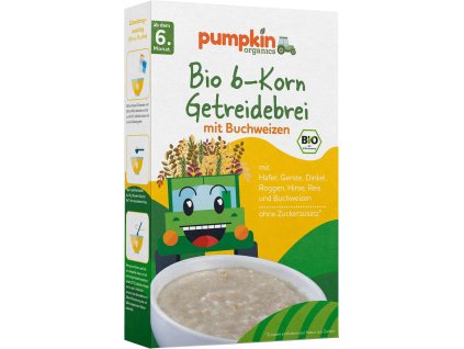 Pumpkin Organics BIO Kaszka zbożowa 6-zbożowa z gryką, 200 g (od 6. miesiąca życia)