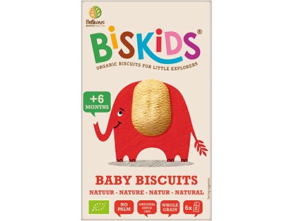 Biskids BIO Pełnoziarniste ciasteczka dla dzieci Natural, bez dodatku cukru, 6M+, 120 g