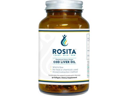 Rosita Extra Virgin Cod Liver Oil, Olej z wątroby dorsza extra virgin, 90 kapsułek softgel