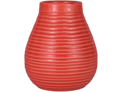 Ceramiczna kalabasa, Czerwona z rowkami, 350 ml