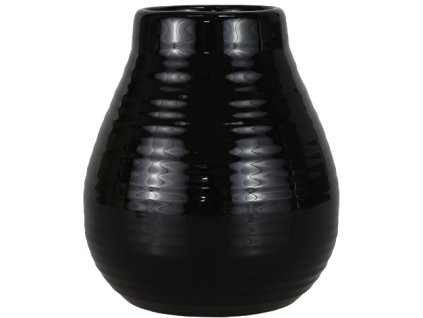 Ceramiczna kalabasa, Czarna z rowkami, 350 ml