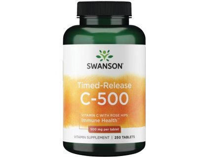 Swanson Witamina C-500 o stopniowym uwalnianiu z dziką różą, 250 tabletek