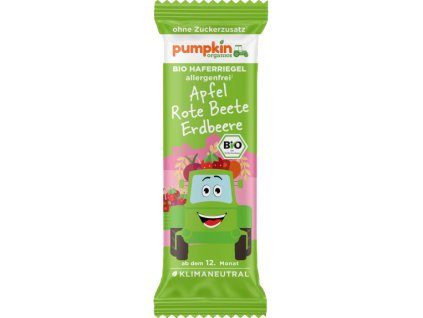 Pumpkin Organics BIO Batonik owsiany 20 g - Jabłko, burak i truskawka (12. miesiąc)