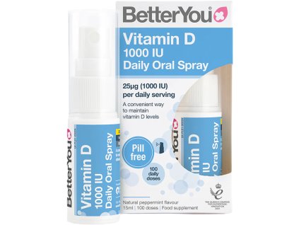 BetterYou Vitamin D 1000 IU Daily Spray, Spray doustny, 15 ml (100 aplikacji)