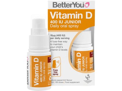 BetterYou Vitamin D 400 IU Junior Daily Spray, Spray doustny dla dzieci 3+, 15 ml (100 aplikacji)