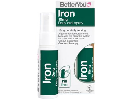 BetterYou Iron 10 Daily Oral Spray, Żelazo, Spray doustny, 25 ml (192 aplikacji)
