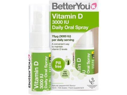 BetterYou Vitamin D3 3000 IU Oral Spray, Spray doustny, 15 ml (100 aplikacji)