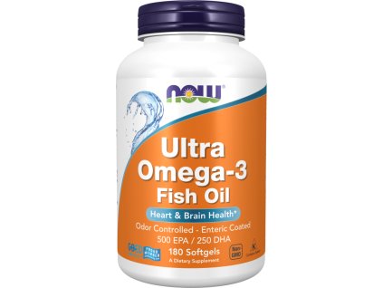 NOW FOODS Ultra Omega 3, Olej rybi, 500 EPA + 250 DHA, 180 kapsułek softgel