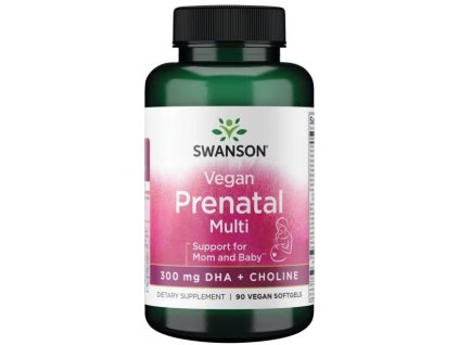 Swanson Vegan Prenatal Multi, DHA + Cholina, 90 wegańskich kapsułek softgel