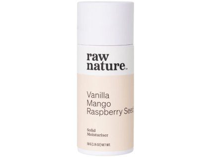 Raw Nature Solid Moisturiser, Krem nawilżający w sztyfcie – wanilia, mango, nasiona malin, 50 g