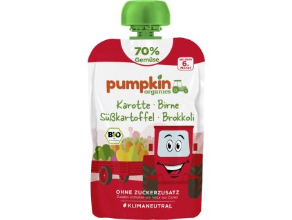 Pumpkin Organics BIO Przecier warzywny 70% - Marchew, gruszka, batat, brokuł, 6. miesiąc, 100 g