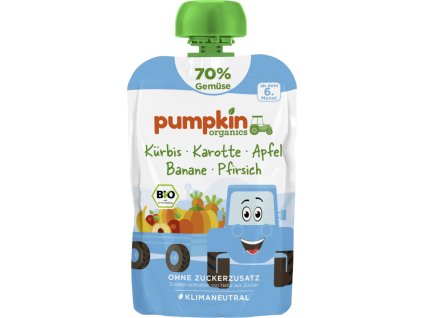 Pumpkin Organics BIO Przecier warzywny 70% - Dynia, marchew, jabłko, banan, brzoskwinia, od 6. miesiąca, 100 g