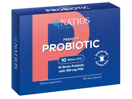 NATIOS Premium Probiotic, Probiotyki z FOS, 10 miliardów CFU, 10 szczepów, 60 kapsułek weg.
