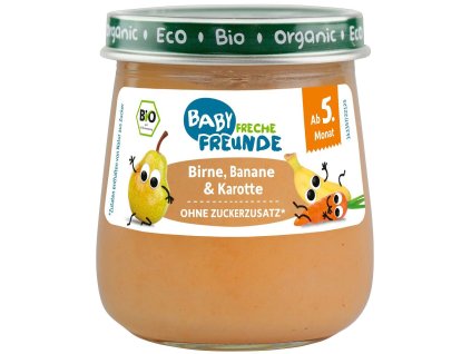 Freche Freunde BIO Przecier dla dzieci – gruszka, banan i marchew, 120 g