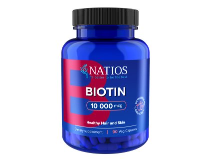 NATIOS Biotyna, 10 000 mcg, Extra Strength, 90 wegańskich kapsułek