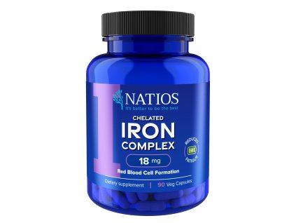 NATIOS Iron Chelated Complex, Bisglicynian żelaza, 18 mg, 90 wegańskich kapsułek