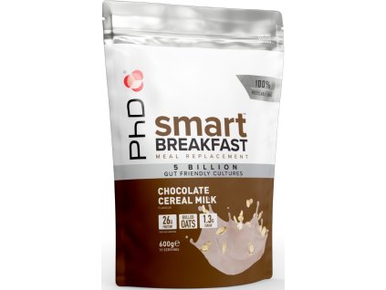 PhD Smart Breakfast Powder, Sprytne śniadanie – Czekoladowe mleko zbożowe, 600 g
