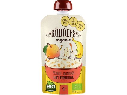 Rudolfs BIO mus - Brzoskwinia, banan i pełnoziarnista owsianka, 110 g