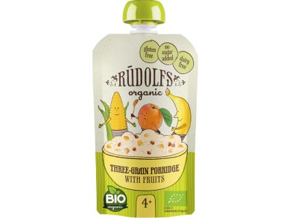 Rudolfs BIO mus - Kaszka zbożowa 3 ziarna z owocami, 110 g