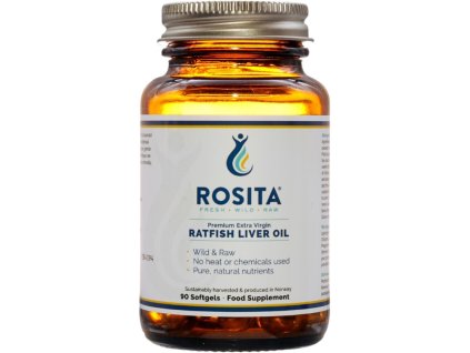 Rosita Extra Virgin Ratfish Liver Oil, Olej Extra Virgin z wątroby chimery, 90 kapsułek softgel