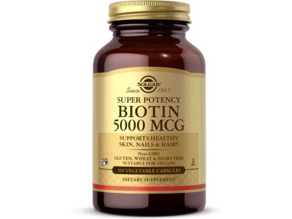 Solgar Biotyna, 5000 mcg, 100 kapsułek roślinnych