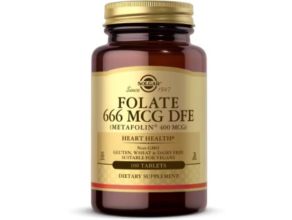 Solgar Folate Metafolin, 400 mcg (666 mcg DFE), 100 tabletek