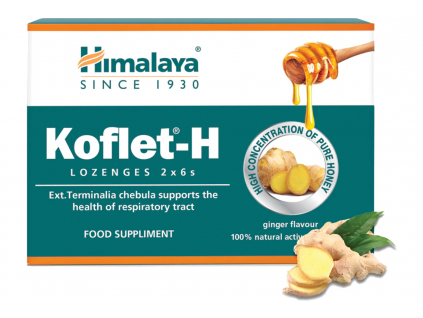 Himalaya Herbals Koflet-H s medom a zázvorom 12 pastiliek