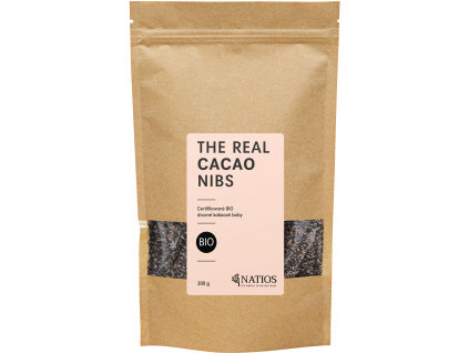 NATIOS BIO Theobroma cacao, Drvené kakaové bôby RAW, 200 g