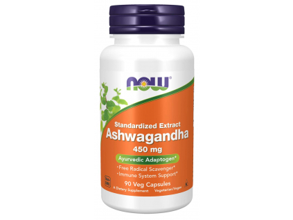 NOW FOODS Ashwagandha Extract, 450 mg, 90 rastlinných kapsúl