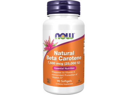 NOW FOODS Beta Carotene Natural, Vitamin A, 25000 IU, 90 softgélových kapsúl