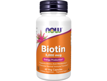 NOW FOODS Biotin, 5000 ug, 60 rastlinných kapsúl