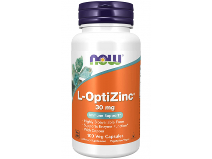 NOW FOODS L-OptiZinc Zinok + Meď, 30 mg, 100 tabliet