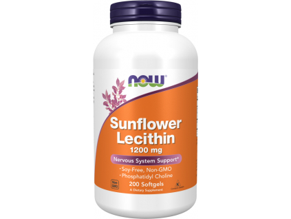 NOW FOODS Sunflower Lecithin, Slnečnicový lecitín, 1200 mg, 200 Softgel kapsúl