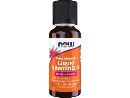 NOW FOODS Tekutý vitamín D3 Extra silný, 1000 IU v 1 kvapke, 30 ml