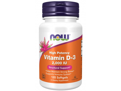 NOW FOODS Vitamin D3, 2000 IU, 120 softgel kapsúl